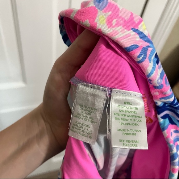 Lilly Pulitzer Luxletic Leggings XS Pink Blue Print Q - Picture 7 of 12